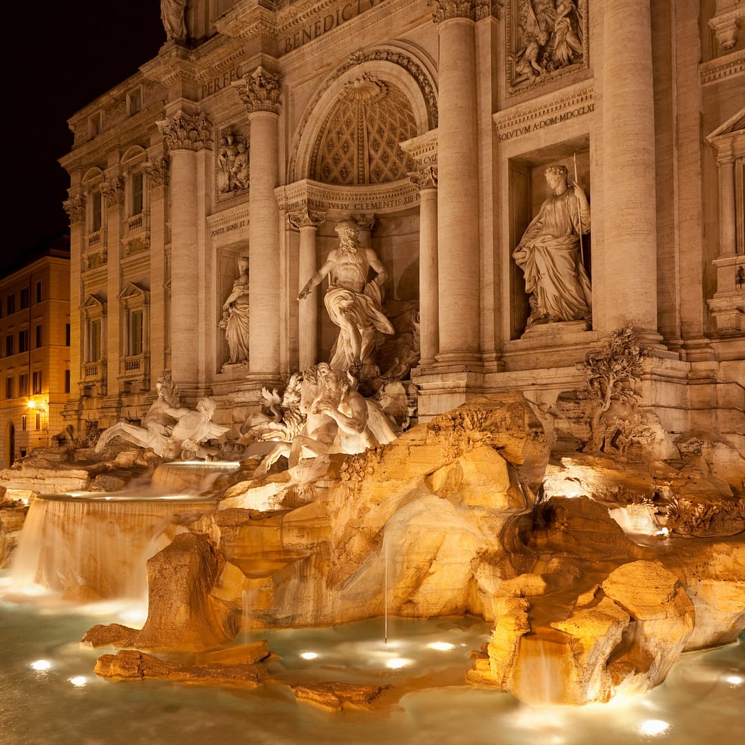 Trevi Fountain lit up at night Trevi Fountain